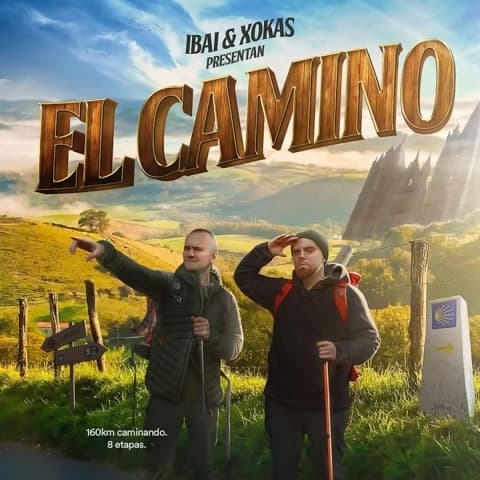 Escena de senderismo con dos personas caminando por un paisaje de montaña; referencia a un reto de caminatas largas.